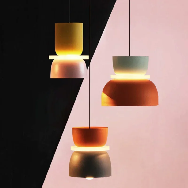 Modern Macaron LED Pendant Light New Nordic Creative Sweet Design Colorful Hanging Lamp Living Room Bedroom Study Dining