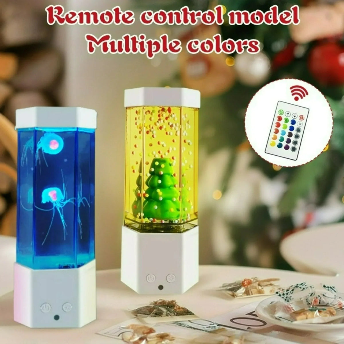 Jellyfish Christmas Tree Water Column Light with Remote Control Color Atmosphere Light Children's Bedroom Desktop Decor Light