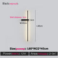 Black long strip wall lamp bedroom bedside lamp modern minimalist wall lamp living room TV background line wall light